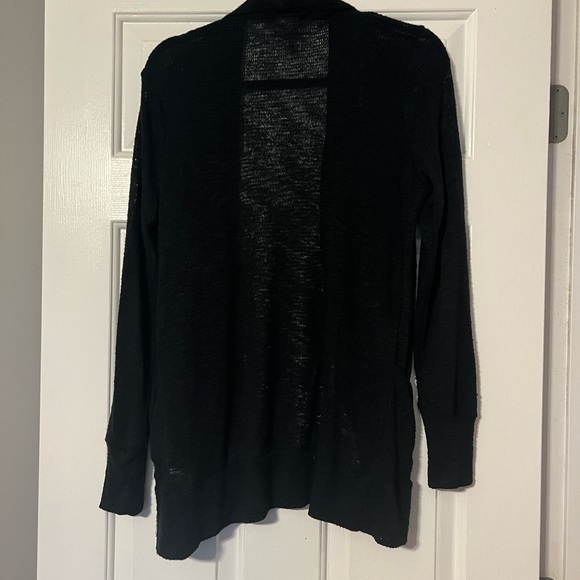 Large black slouchy cardigan long sleeve semi sheer open - Picture 6 of 8